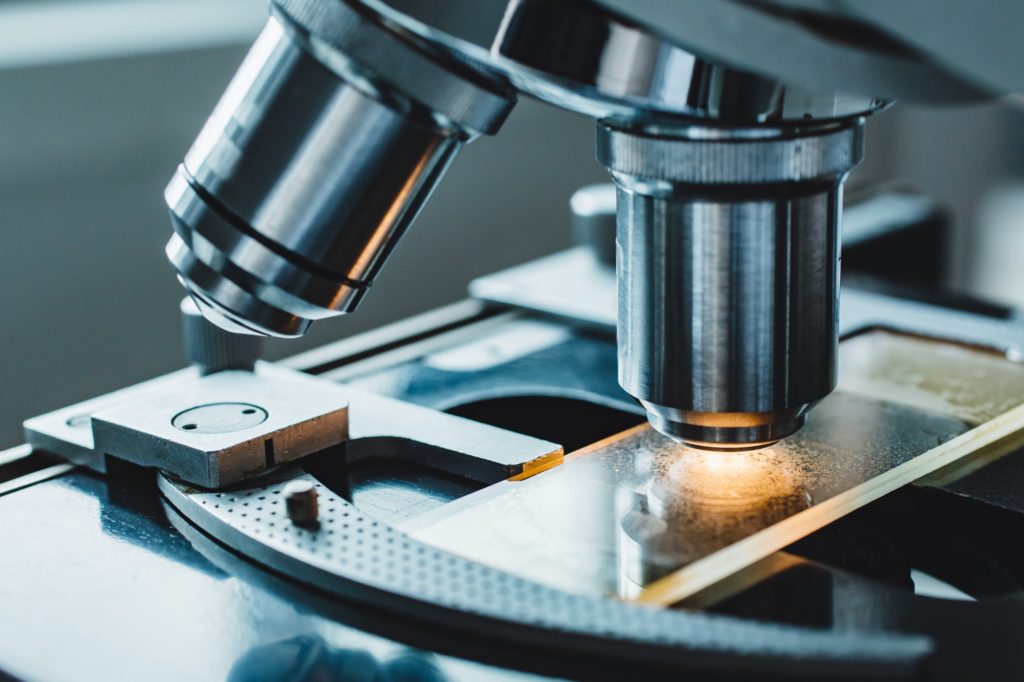 Close-up shot of microscope
